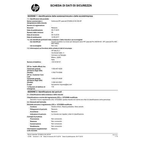 Toner 80A HP nero  CF280A